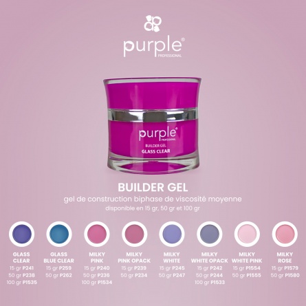 Gel de construction Milky White Opack 50 gr Purple - Fraise Nail Shop