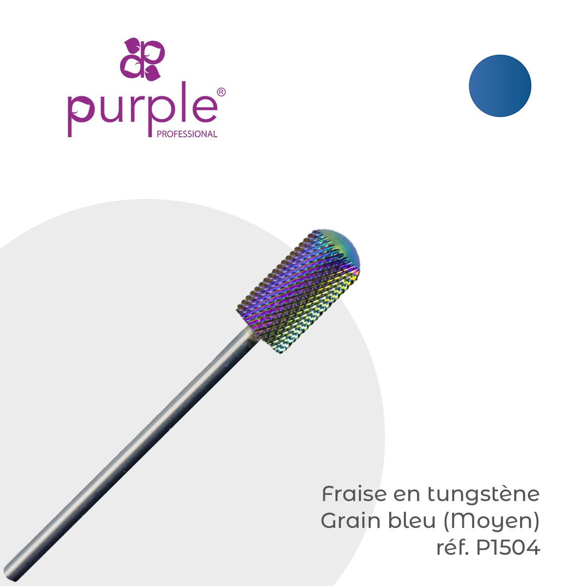 Fraise ongles en Tungstène Grain Bleu forme Tonneau - Fraise Nail Shop